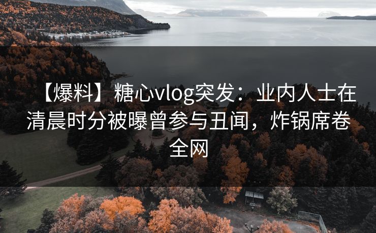 【爆料】糖心vlog突发:业内人士在清晨时分被曝曾参与丑闻,炸锅席卷全网 【爆料】糖心vlog突发:业内人士在清晨时分被曝曾参与丑闻,炸锅席卷全网