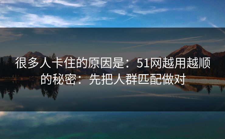 很多人卡住的原因是：51网越用越顺的秘密：先把人群匹配做对