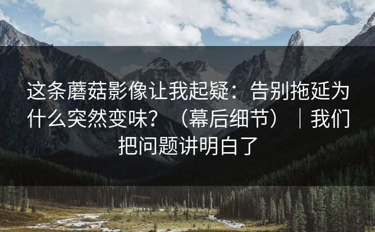 这条蘑菇影像让我起疑：告别拖延为什么突然变味？（幕后细节）｜我们把问题讲明白了